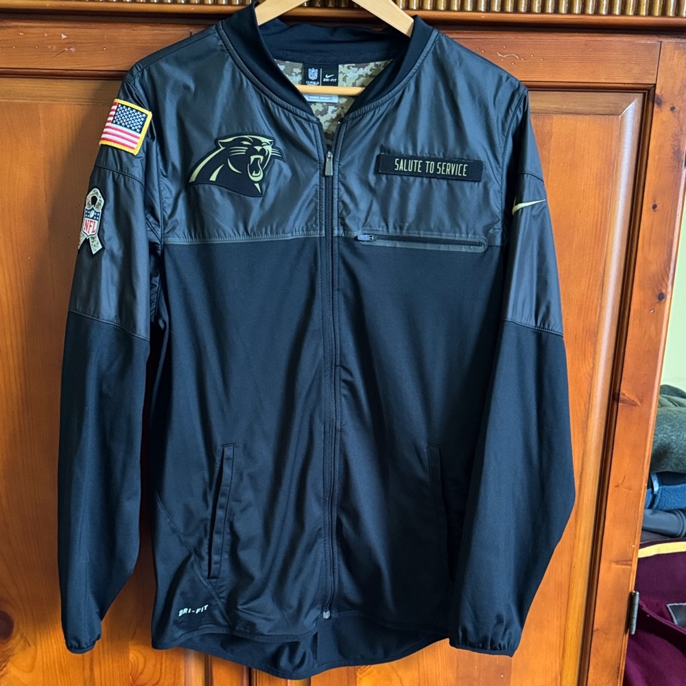 Nike Men's Black Salute to Service Bomber Jacket Carolina Panthers